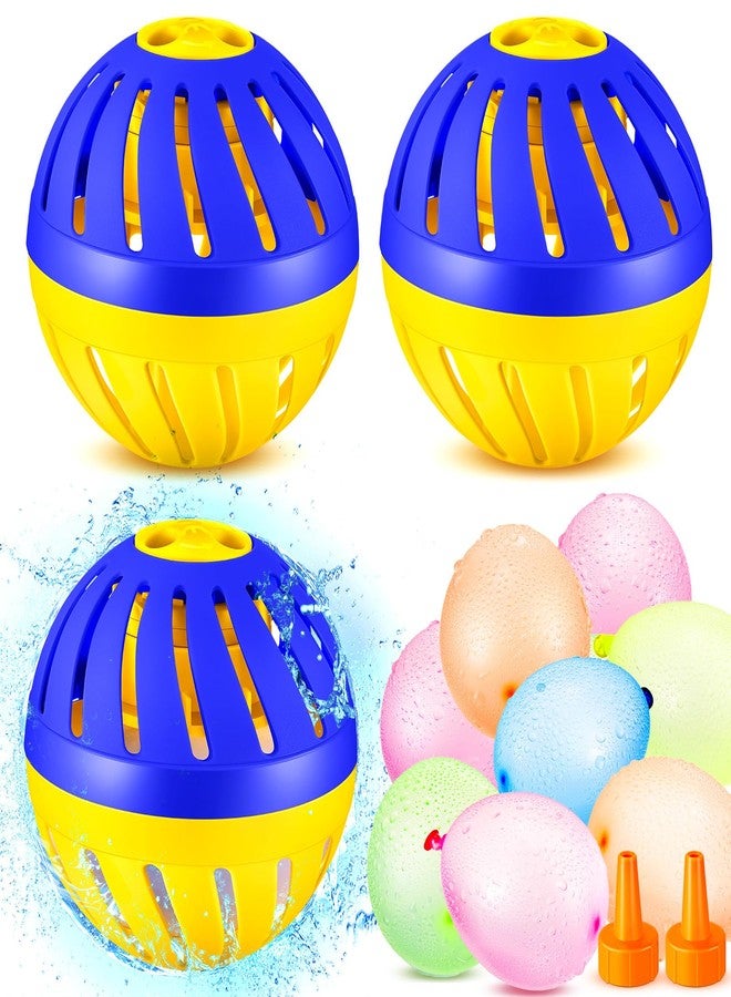 Vertintong 3 Pieces Water Timer Bomb with 150 Balloons Water Toy for Summer Outdoor Pool Beach Activity Games Prank Party Supplies Favors (Blue,Yellow) - Image 1